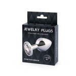 Анальная пробка SILVER PLUG MEDIUM с прозрачным кристаллом - 8,2 см