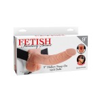 Полый страпон телесного цвета Hollow Strap-On with Balls - 24 см