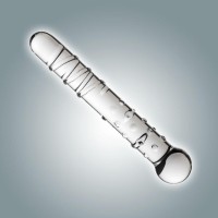 Прозрачный стеклянный фаллоимитатор с двумя видами рельефа - 20 см. Прозрачный стеклянный фаллоимитатор с двумя видами рельефа - 20 см.