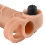 Телесная вибронасадка с кольцом Vibrating Real Feel 2 Extension - 16 см