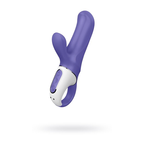 Фиолетовый вибратор Satisfyer Magic Bunny с клиторальным отростком - 17,6 см