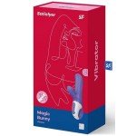 Фиолетовый вибратор Satisfyer Magic Bunny с клиторальным отростком - 17,6 см