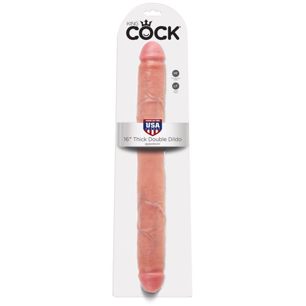 Телесный двусторонний фаллоимитатор 16  Thick Double Dildo - 40,6 см