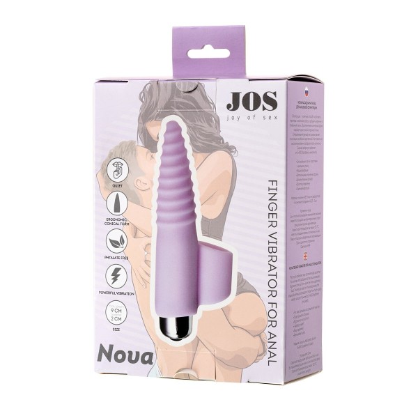 Нежно-розовая вибронасадка на палец для анальной стимуляции JOS NOVA - 9 см