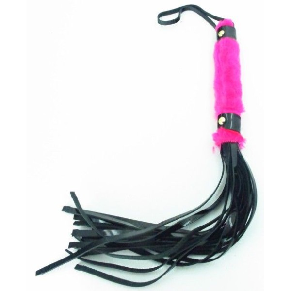 Плеть из лака с розовым мехом BDSM Light - 43 см