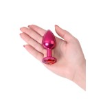 Красный анальный плаг с кристаллом красного цвета - 8,2 см
