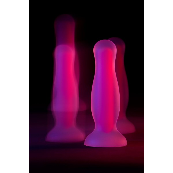Розовая, светящаяся в темноте анальная втулка John Glow - 12,5 см