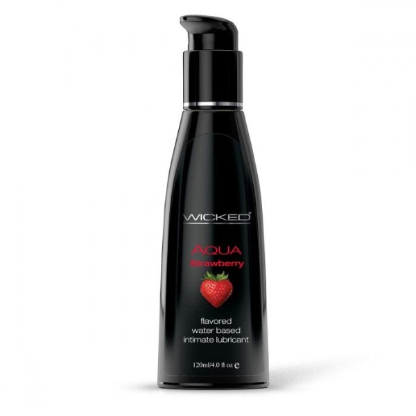 Лубрикант с ароматом клубники Wicked Aqua Strawberry - 120 мл