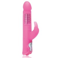 Розовый силиконовый вибратор с шариками и клиторальным отростком - 25 см. Розовый силиконовый вибратор с шариками и клиторальным отростком - 25 см.