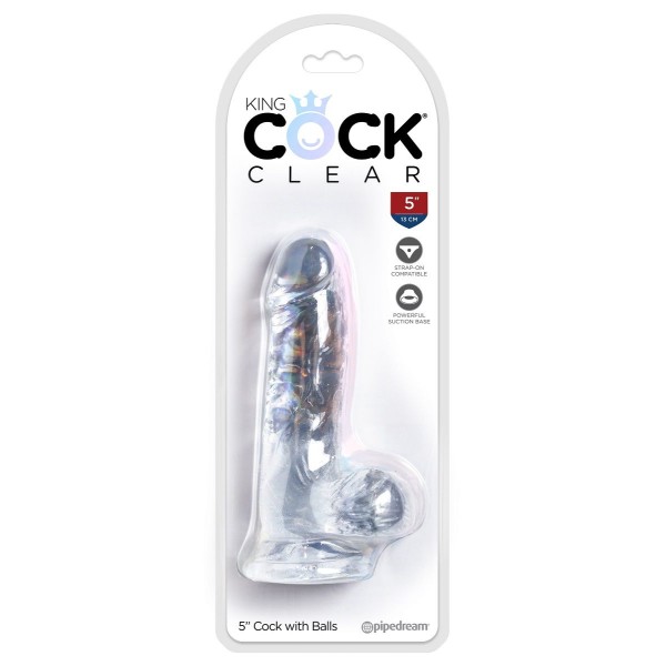 Прозрачный фаллоимитатор King Cock Clear 5  Cock with Balls - 15,2 см