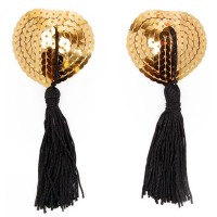 Золотистые пэстисы-сердечки с черными кисточками Золотистые пэстисы-сердечки с черными кисточками