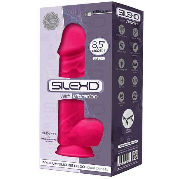 Ярко-розовый вибратор-реалистик Silexd Model 1 - 21,5 см