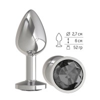 Серебристая анальная втулка с чёрным кристаллом - 7 см. Серебристая анальная втулка с чёрным кристаллом - 7 см.