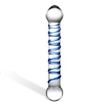 Прозрачный фаллос с голубой спиралью Spiral Dildo - 17 см