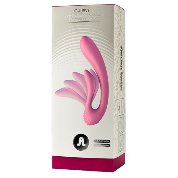 Розовый вибромассажёр G-wave с гибким клиторальным отростком - 18 см
