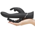 Черный перезаряжаемый вибратор Triple Curve Rechargeable Rabbit Vibrator - 25,4 см