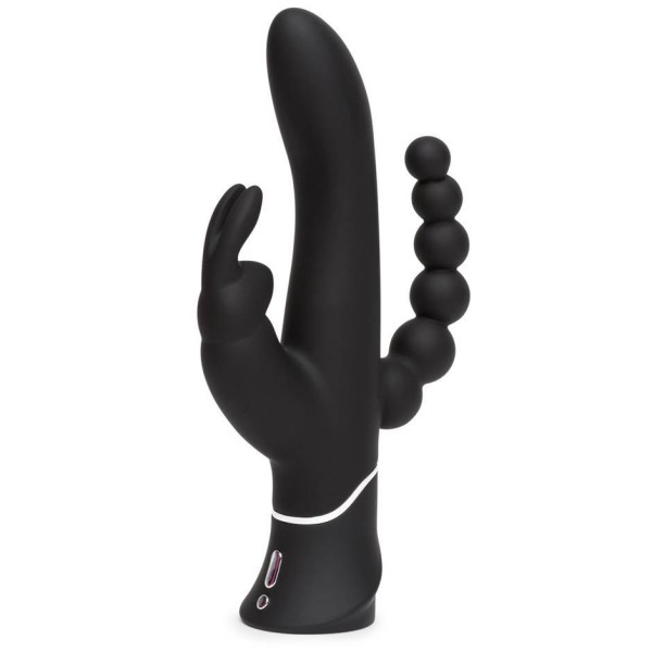 Черный перезаряжаемый вибратор Triple Curve Rechargeable Rabbit Vibrator - 25,4 см