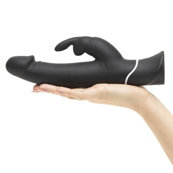 Черный вибратор-кролик Happy Rabbit Realistic Rechargeable Rabbit Vibrator - 25,4 см