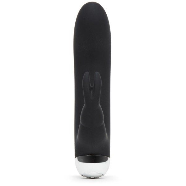 Черный вибратор с клиторальным отростком Greedy Girl Mini Rabbit Vibrator - 14 см