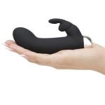Черный вибратор с клиторальным отростком Greedy Girl Mini Rabbit Vibrator - 14 см