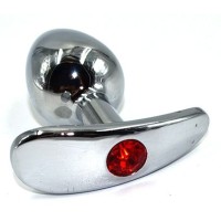 Серебристая анальная пробка для ношения из нержавеющей стали с красным кристаллом - 8 см. Серебристая анальная пробка для ношения из нержавеющей стали с красным кристаллом - 8 см.