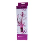 Розовый вибратор с анальным и клиторальным отростками Intimate Tease - 22 см