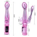 Розовый вибратор с анальным и клиторальным отростками Intimate Tease - 22 см