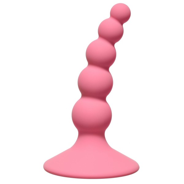 Розовая анальная пробка Ribbed Plug Pink - 10,5 см