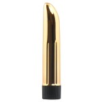 Золотистый многоскоростной вибромассажер Lady Finger - 12 см