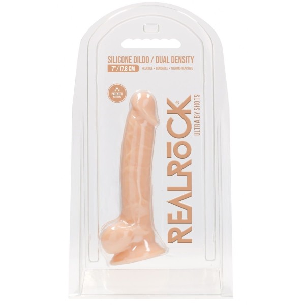 Телесный фаллоимитатор Silicone Dildo With Balls - 17,8 см