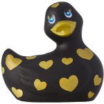 Черный вибратор-уточка I Rub My Duckie 20 Romance с золотистым принтом