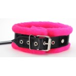 Ошейник с поводком и розовым мехом BDSM Light