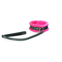 Ошейник с поводком и розовым мехом BDSM Light Ошейник с поводком и розовым мехом BDSM Light