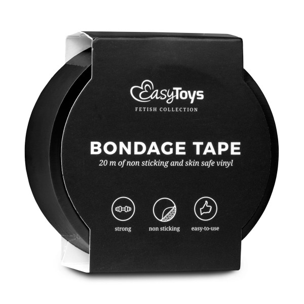 Черная лента для бондажа Easytoys Bondage Tape - 20 м