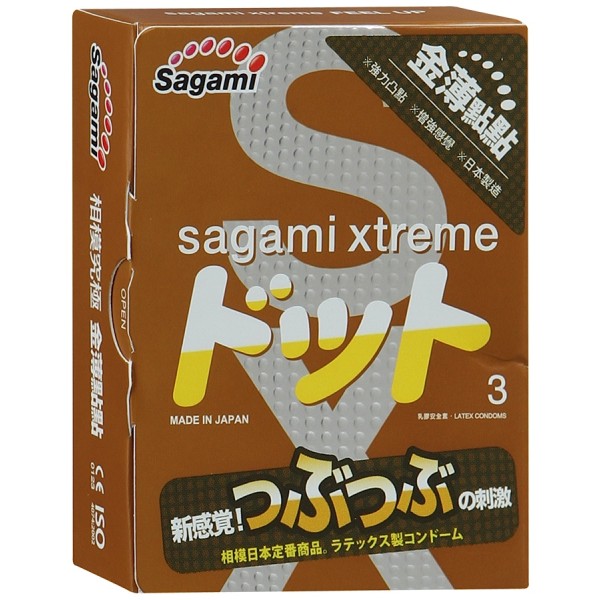 Презервативы Sagami Xtreme Feel Up с точечной текстурой и линиями прилегания - 3 шт