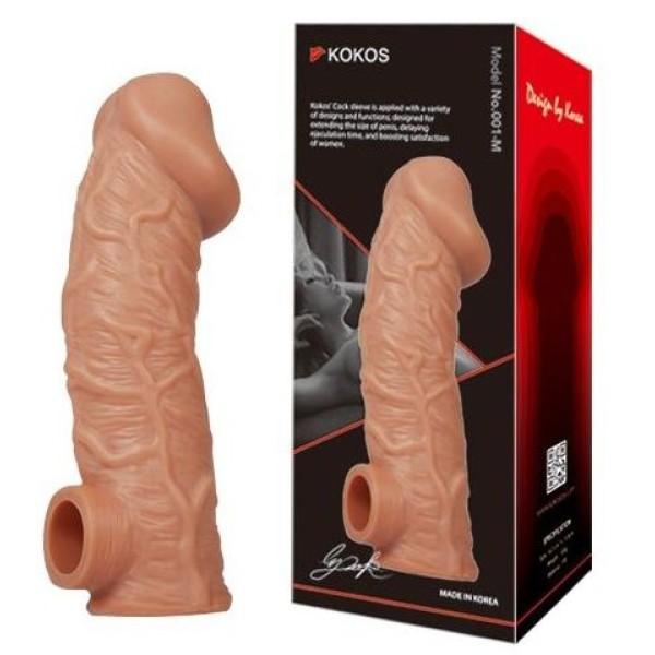 Телесная насадка на фаллос с отверстием для мошонки EXTREME SLEEVE - 17,6 см