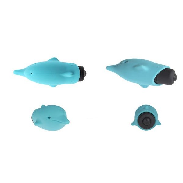 Голубой вибростимулятор-дельфин Lastic Pocket Dolphin - 7,5 см