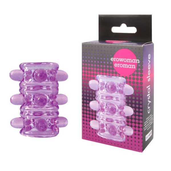 Открытая фиолетовая насадка на пенис Crystal Sleeve - 5,5 см