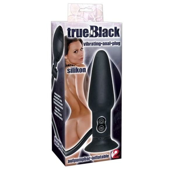 Анальный вибратор с функцией расширения True Black - 17 см