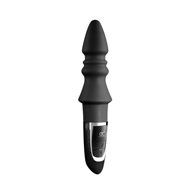 Черный конический анальный вибромассажер-ёлочка JOYFUL PLUG VIBRATOR 55INCH - 14 см