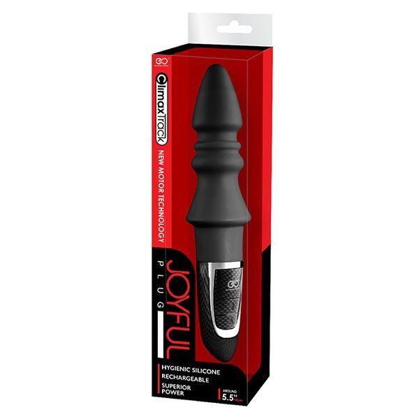 Черный конический анальный вибромассажер-ёлочка JOYFUL PLUG VIBRATOR 55INCH - 14 см