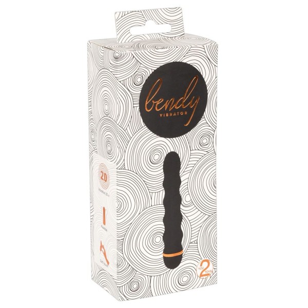 Чёрный вибратор Bendy Wavy с волнами на тельце - 17 см