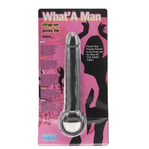 Чёрная насадка на пенис для анальной стимуляции WHATA MAN - 16 см