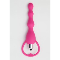 Розовый силиконовый анальный вибростимулятор с ограничителем - 17,5 см. Розовый силиконовый анальный вибростимулятор с ограничителем - 17,5 см.