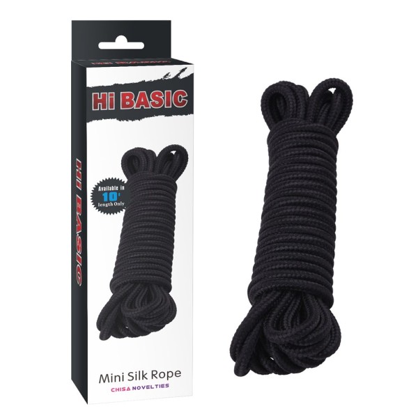 Хлопковая черная верёвка для любовных игр Mini Silk Rope - 10 м