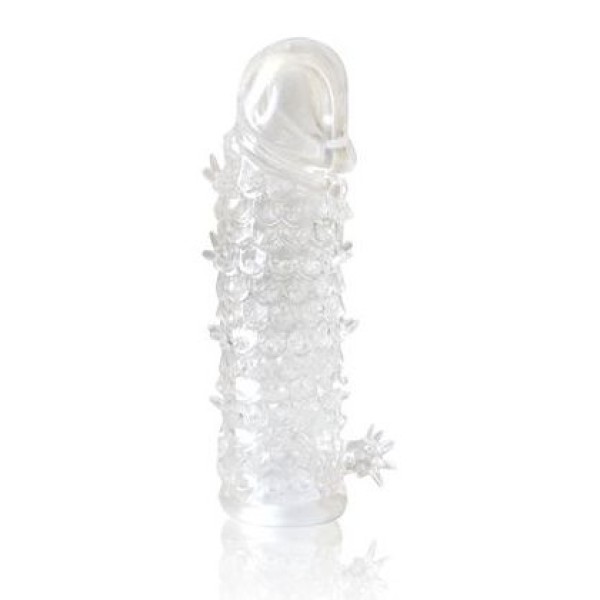 Закрытая прозрачная рельефная насадка Crystal sleeve - 13 см