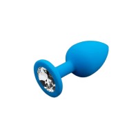 Маленькая голубая силиконовая пробка с прозрачным кристаллом - 7,5 см. Маленькая голубая силиконовая пробка с прозрачным кристаллом - 7,5 см.