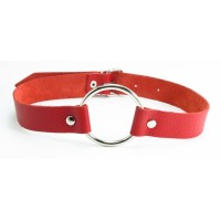 Красный кожаный кляп с кольцом Красный кожаный кляп с кольцом