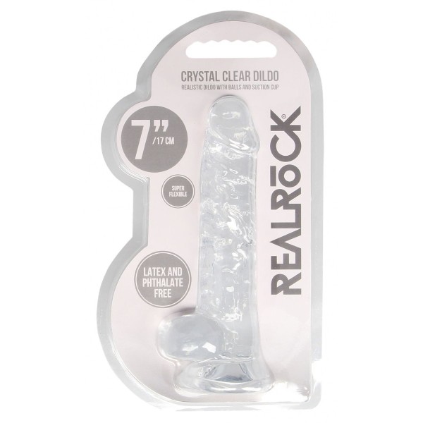 Прозрачный фаллоимитатор Realrock Crystal Clear 7 inch - 19 см