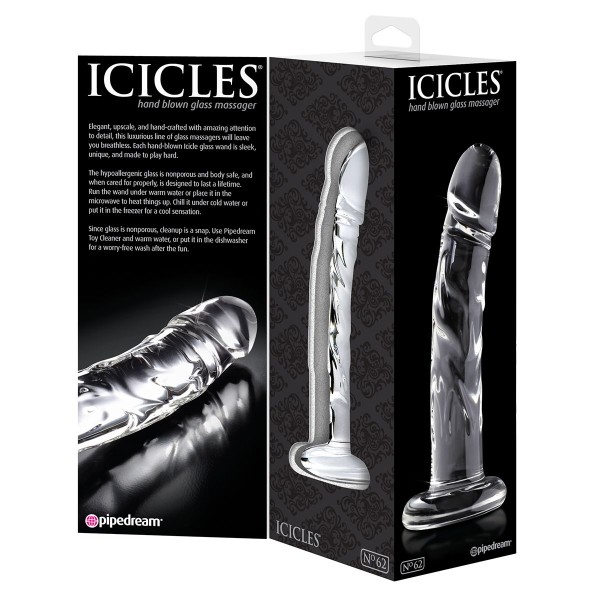 Прозрачный стеклянный фаллоимитатор Icicles №62 - 16,5 см